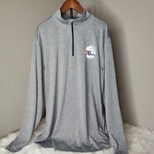 NBA Ultra Game Philadelphia 76ers Pullover Mens Large Gray 1/4 Zip Heathered